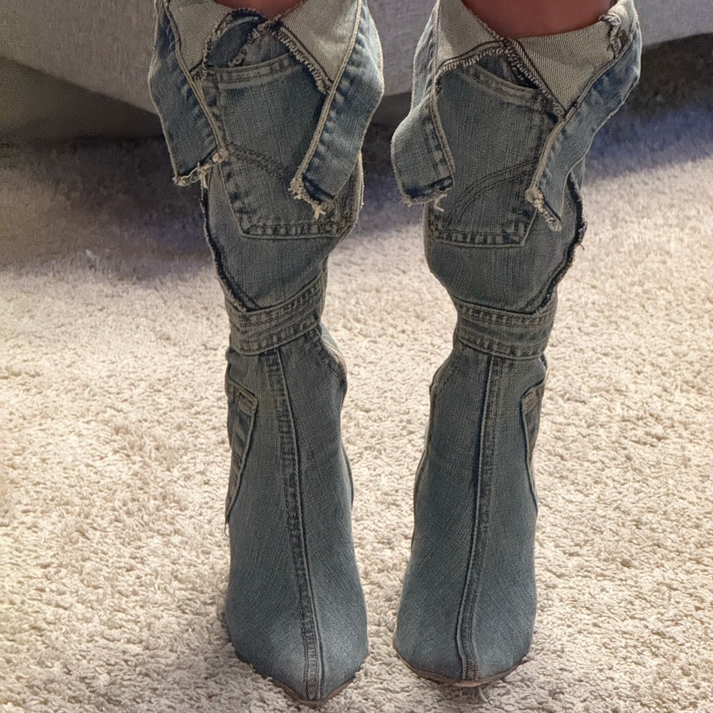 Vintage D&G Blue Denim Stiletto Boots